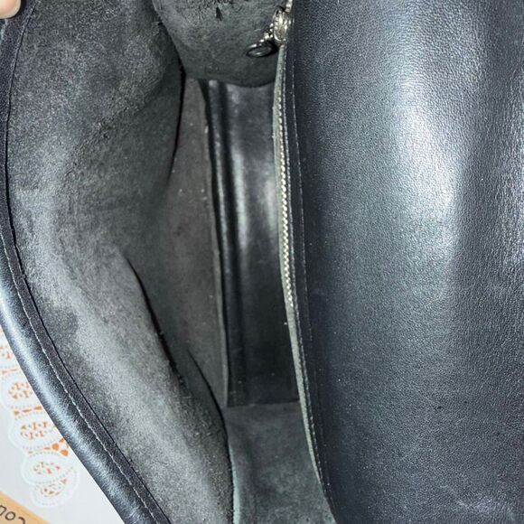 Vintage Coach Black Leather Station Bag 9870 No Strap Made in USA Turnlock Flap - Picture 11 of 15